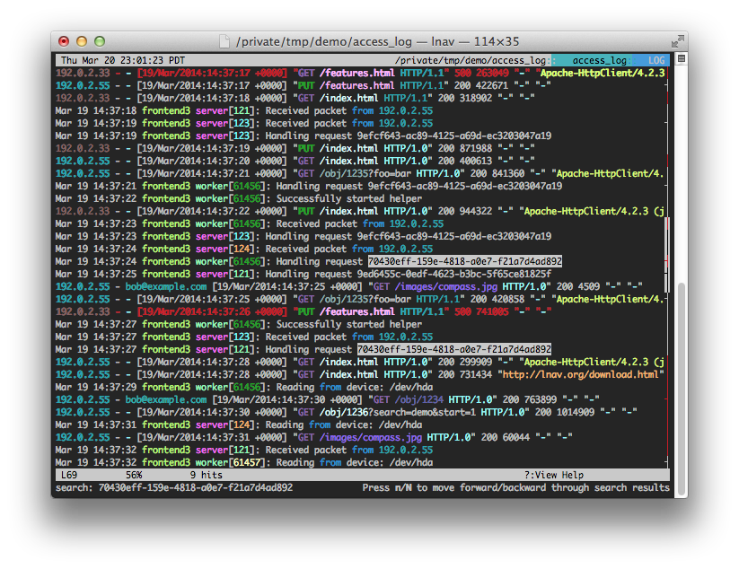 Screenshot showing syslog messages.
